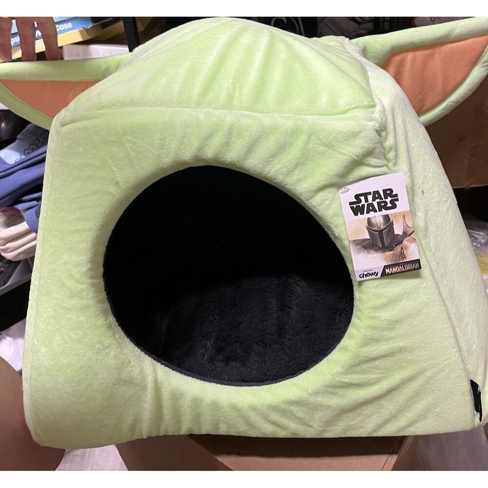 Chewy Star Wars The Child Igloo/Cave Pet Bed, Plush, Removable Cushion, Green